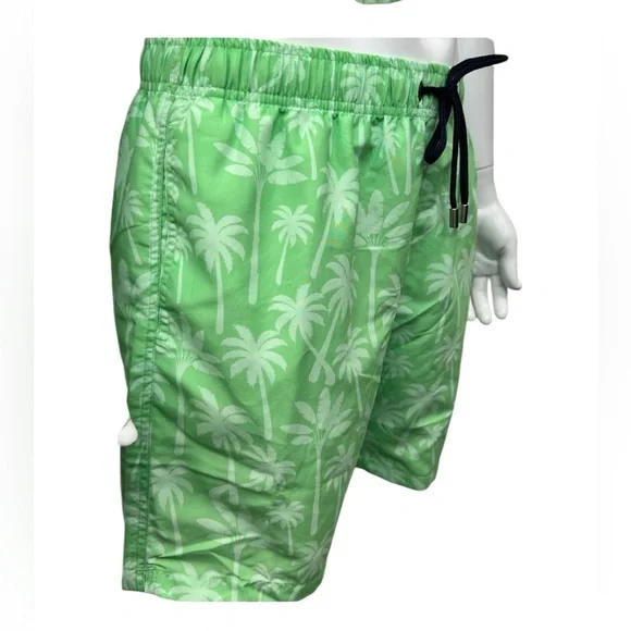 FRANKS mens XL palm tree Sage green print swim shorts trunks w mesh support - Picture 6 of 15